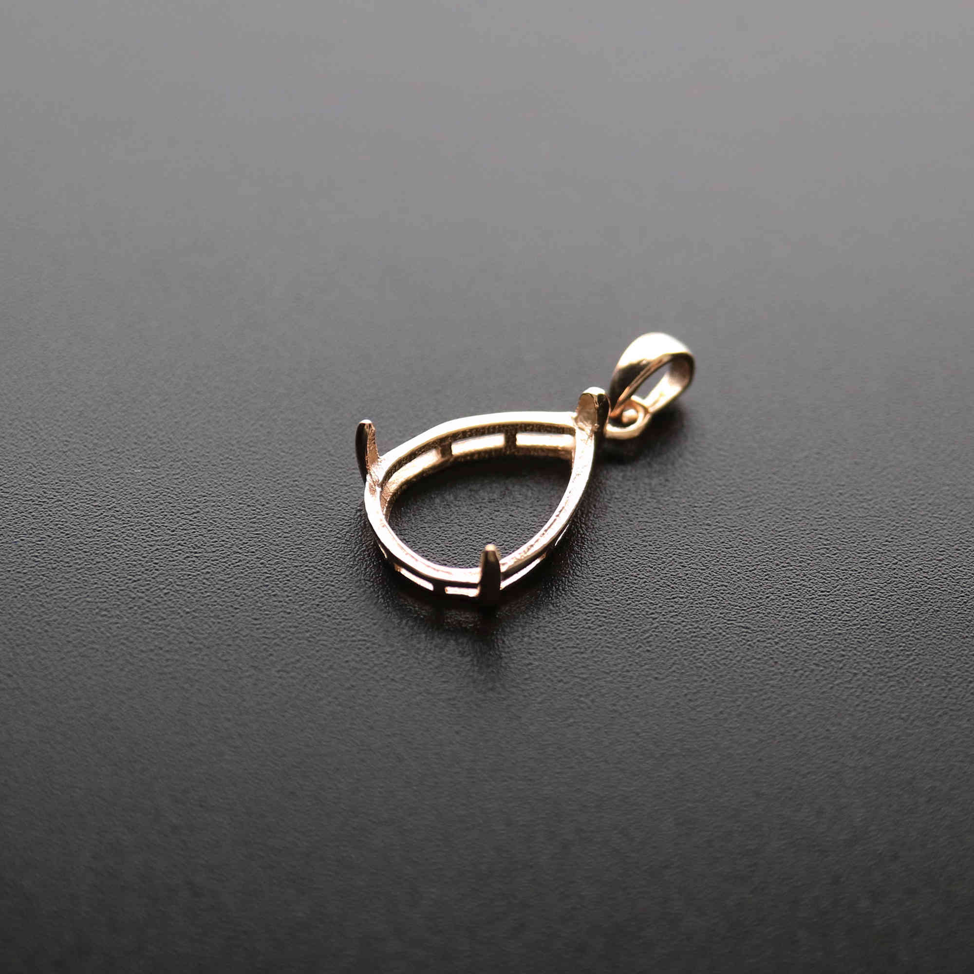 1Pcs Multiple Sizes Simple Solid 925 Sterling Silver Pear Shape Cabochon Bezel Prong Settings DIY Gemstone Pendant Rose Gold Plated 1431040 - Click Image to Close